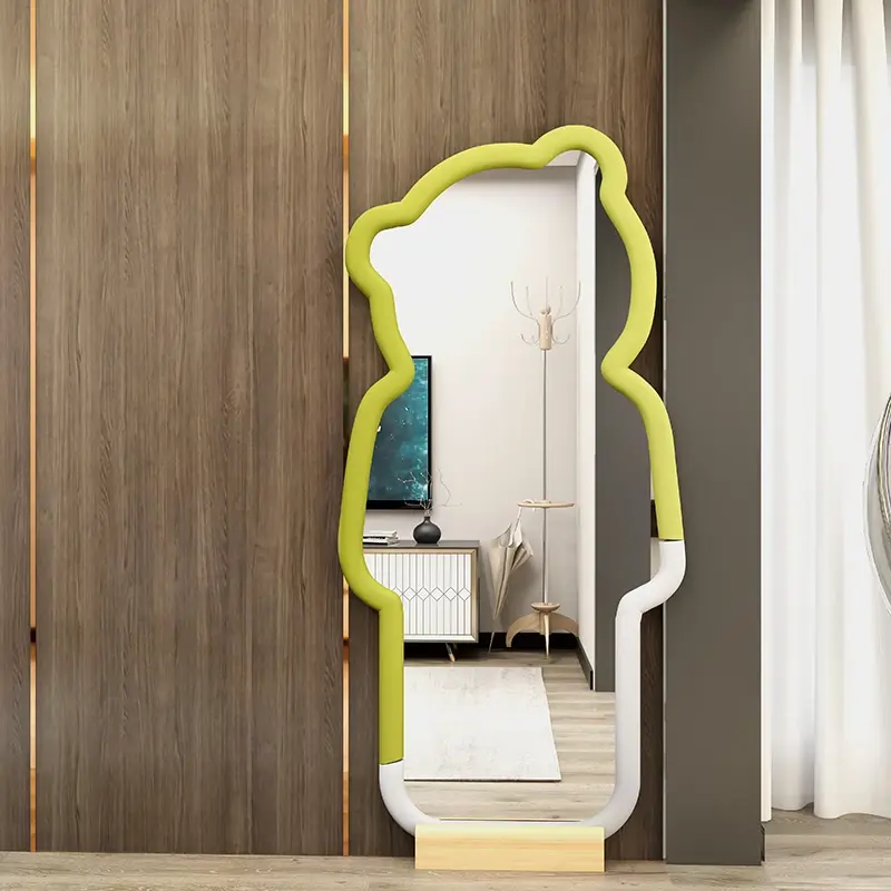 makeup Mirror wall-mounted Creative Decorative Bathroom Vanity Mirror For  Kids Rooms, Nurseries, Restrooms With White Wood-grain Rectangular  Cartoon-shaped Frame
