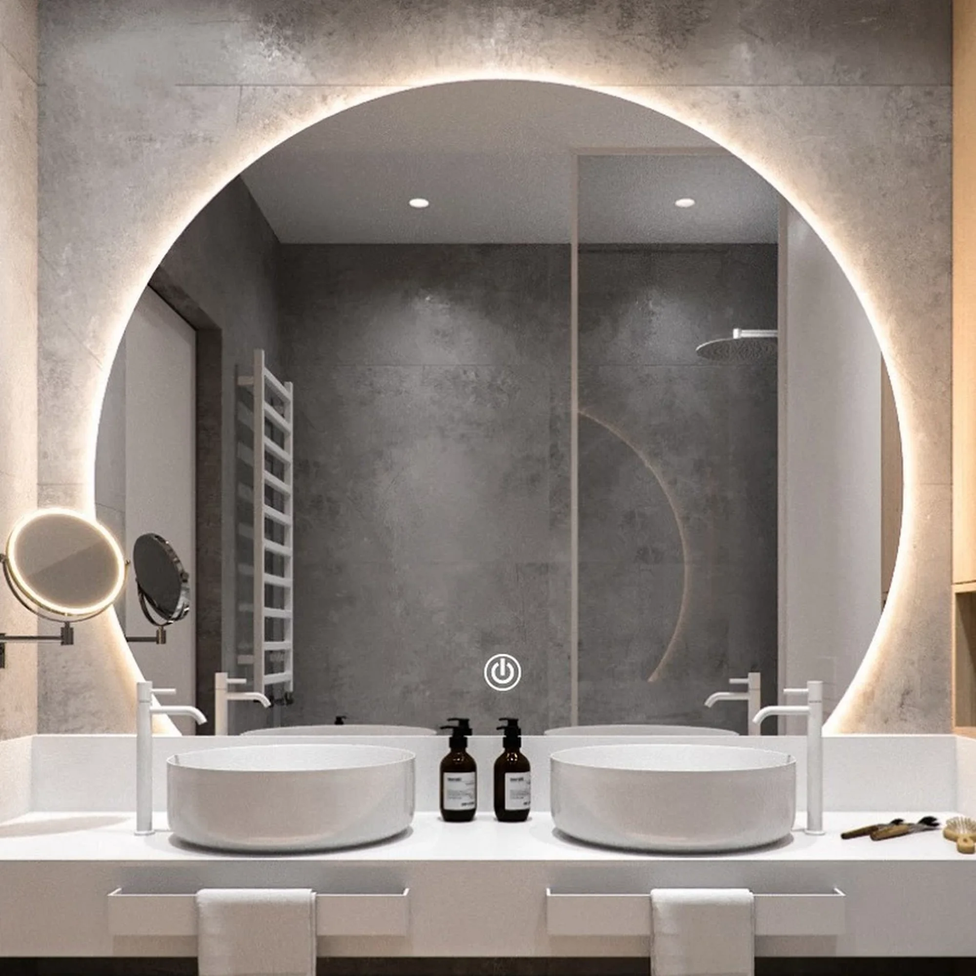 Premium Circle Backlit 4/6 Moon Wall Mirror