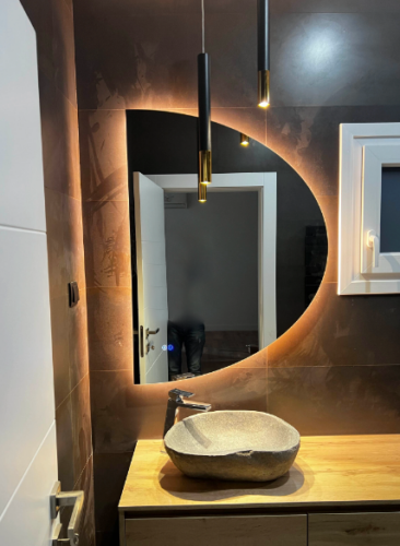 Mi- Mirror Elegance Luxury Half Moon Glow Semi Circle Backlit Wall Bathroom Mirror photo review