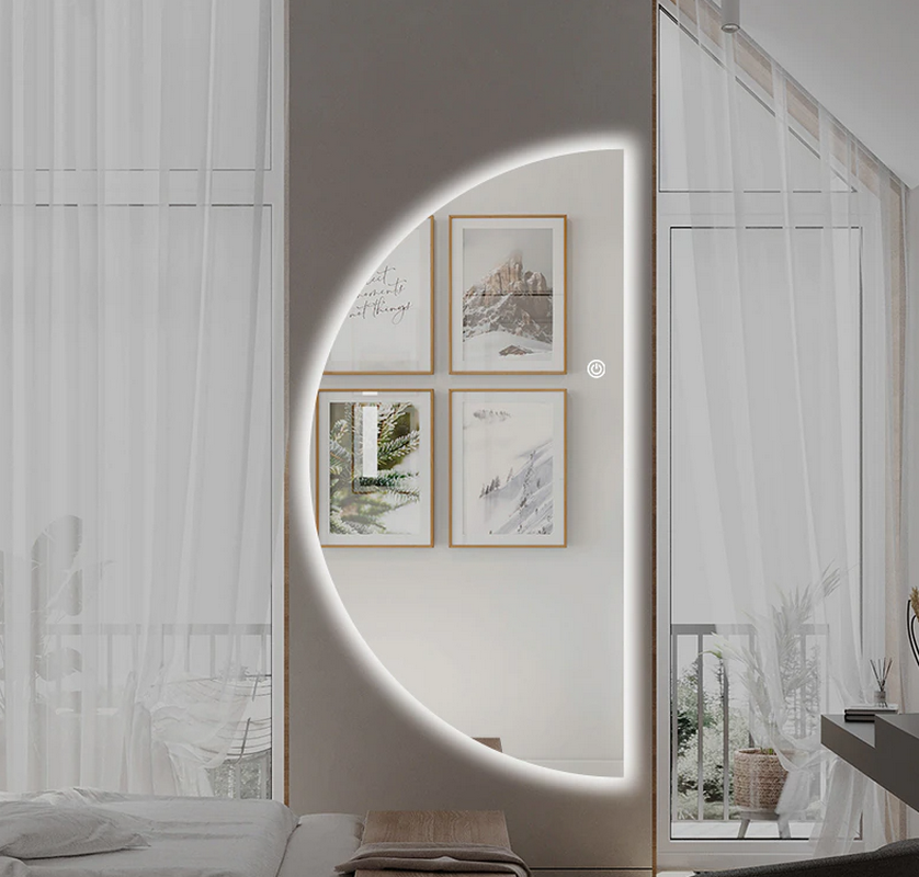 Moon Glow Semi Circle Backlit Wall Bathroom Mirror
