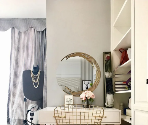 Mi-Mirror Luxury Gold Round Bedroom Wall Mirror photo review