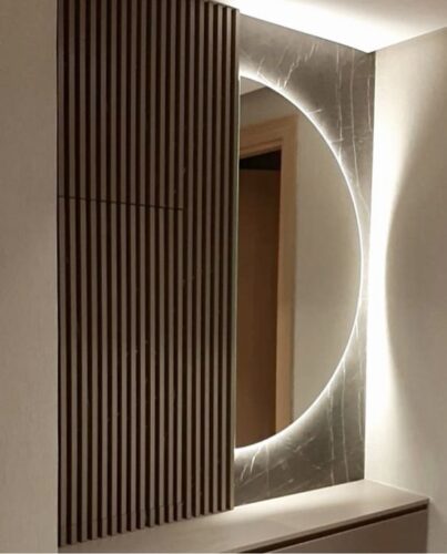 Mi- Mirror Elegance Luxury Half Moon Glow Semi Circle Backlit Wall Bathroom Mirror photo review