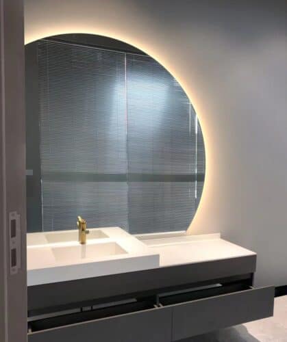 Mi- Mirror Elegance Luxury Half Moon Glow Semi Circle Backlit Wall Bathroom Mirror photo review
