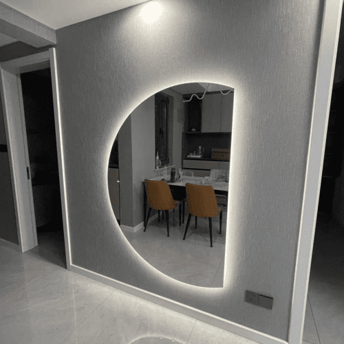 Elegance Luxury Half Moon Glow Semi Circle Backlit Wall Bathroom Mirror photo review