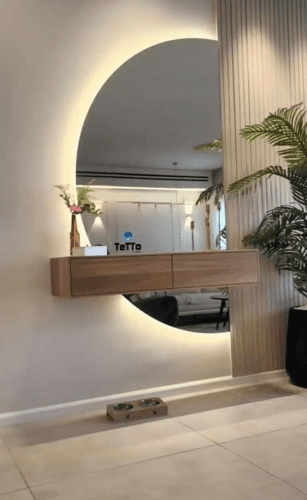 Elegance Luxury Half Moon Glow Semi Circle Backlit Wall Bathroom Mirror photo review