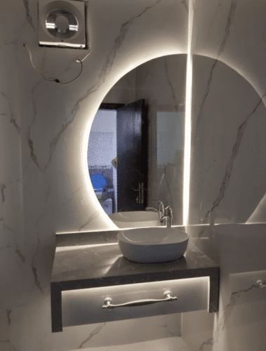 Elegance Luxury Half Moon Glow Semi Circle Backlit Wall Bathroom Mirror photo review