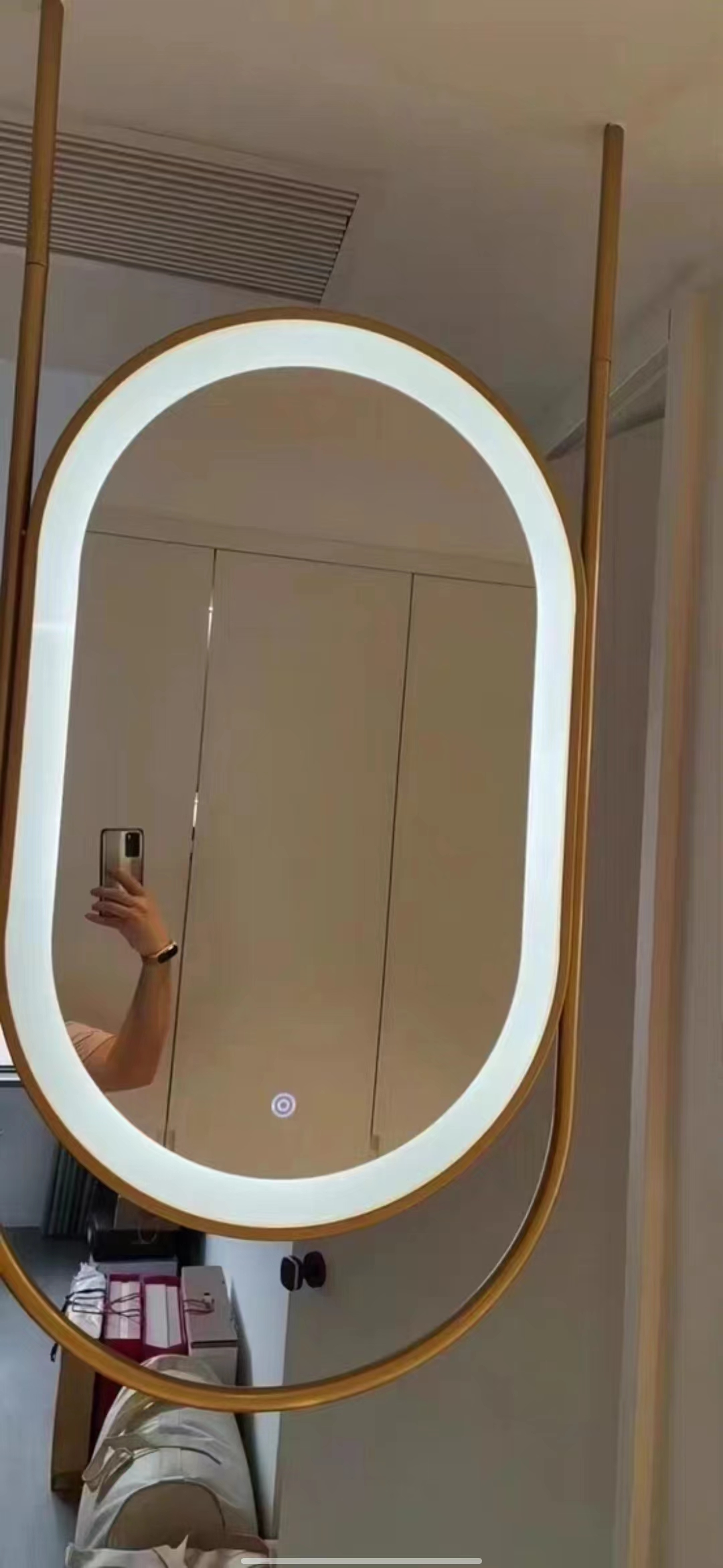 Modern Double Sided Oval Hanging LED Mirror