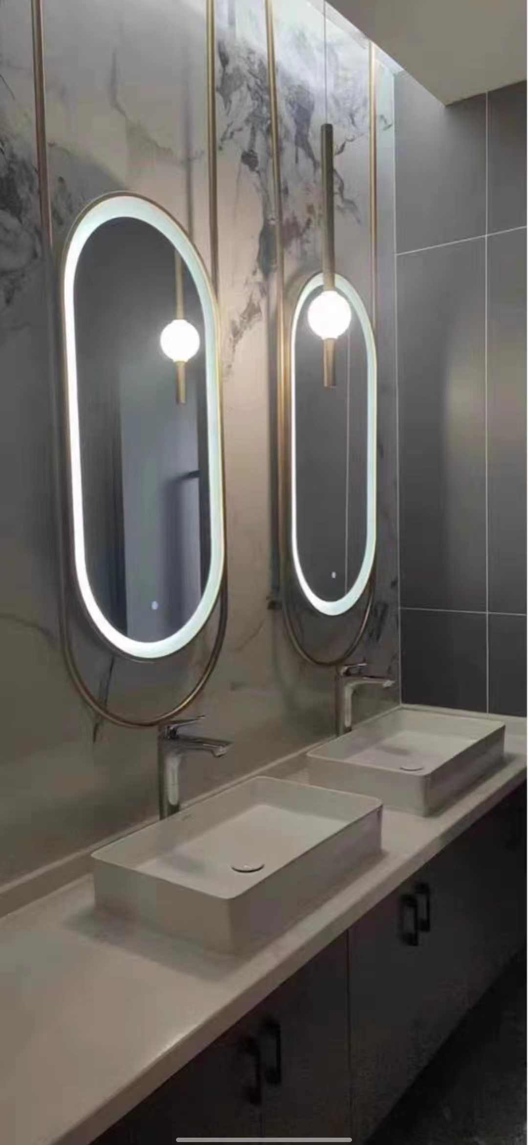 Stylish Double Sided Oval Hanging LED Mirror