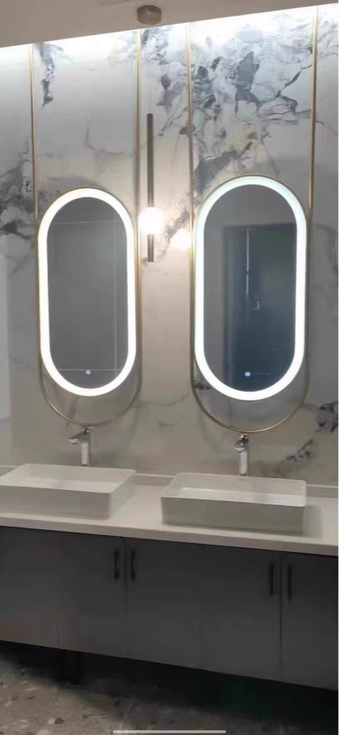 Elegant Double Sided Oval Hanging LED Mirror