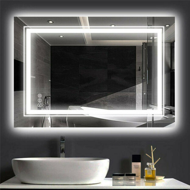 Mi-Mirror Double LED Strip Rectangular Mirror | mi-mirror