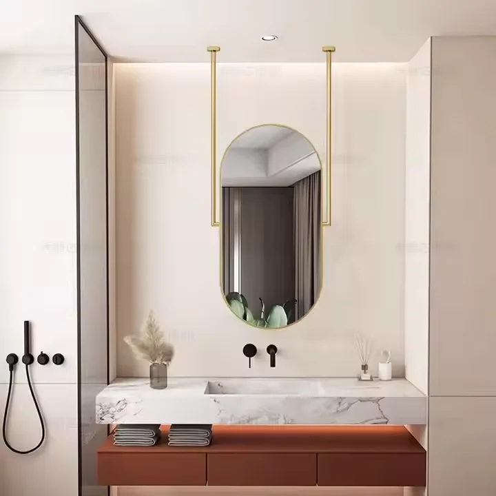 Luxury Brilliant Sharp Single Sided Hanging Oval Mirror