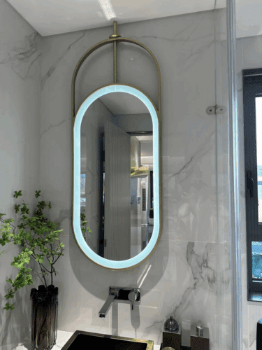 Oval Shape One Sided Hanging Bathroom Mirror photo review