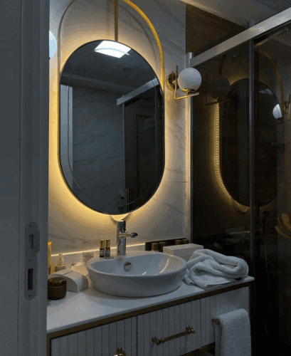 Oval Shape One Sided Hanging Bathroom Mirror photo review