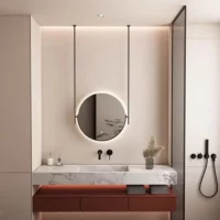 Black Backlit Round Hanging Mirror