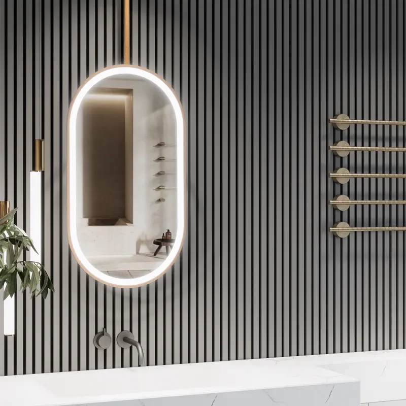 Polished Oval Hanging Bathroom Mirror