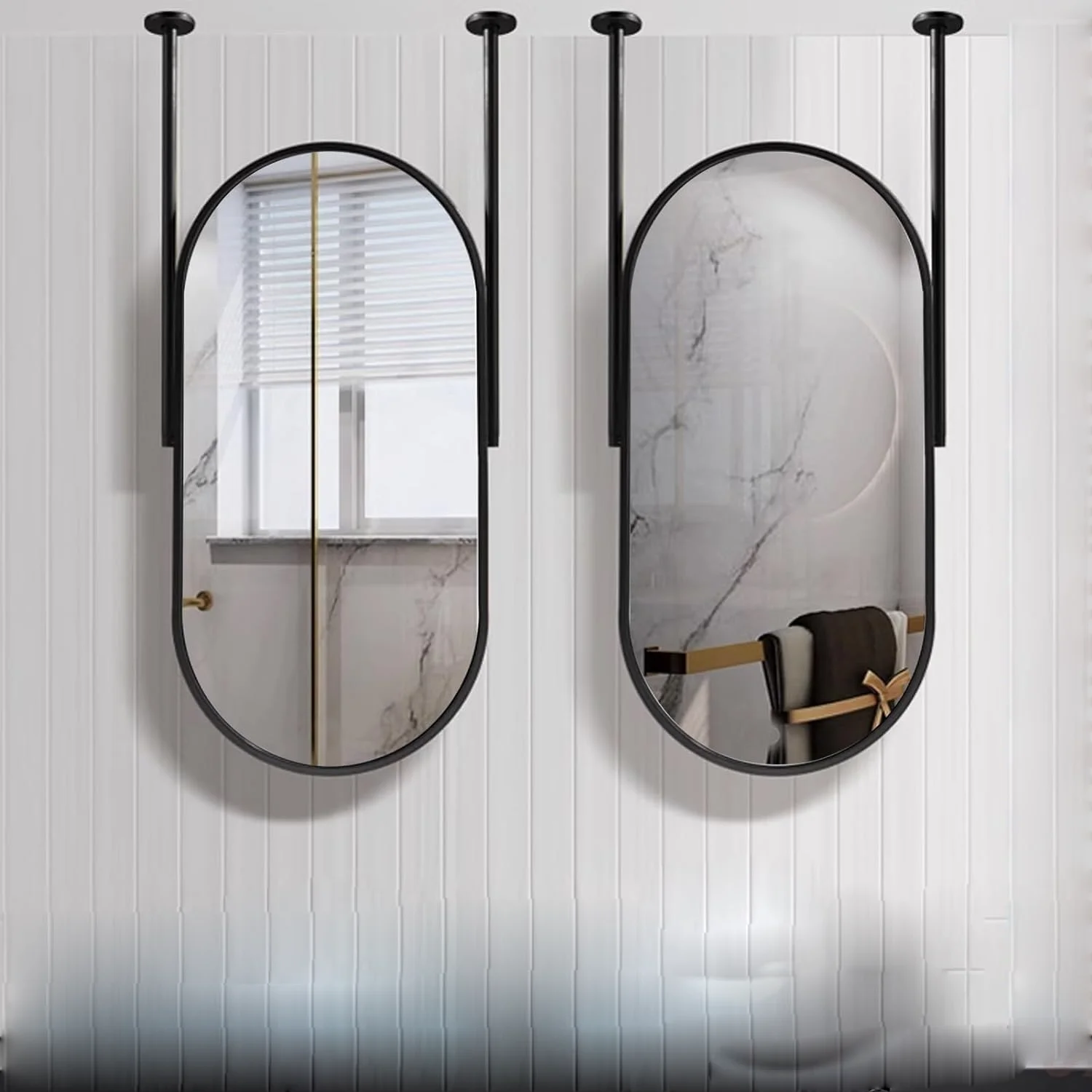 Premium Black Oval Shape Hanging Mirror