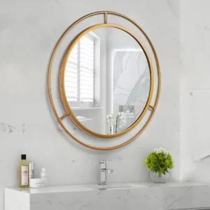 Sleek Gold-Encased Bathroom Mirror