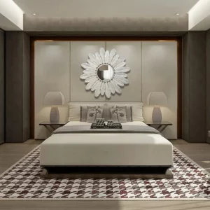 Round Feather Design Wall Mirror