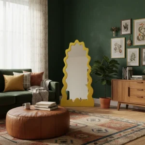 Yellow Wave Design Art Mirror