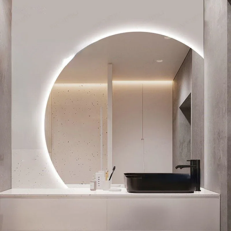 Sophisticated Backlit Bathroom Vanity Moon Mirror
