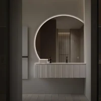 Stylish Backlit Bathroom Vanity Moon Mirror