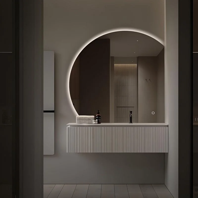 Stylish Backlit Bathroom Vanity Moon Mirror