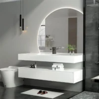Elegant Backlit Bathroom Vanity Moon Mirror