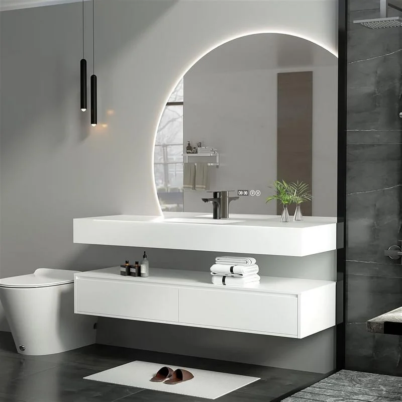 Elegant Backlit Bathroom Vanity Moon Mirror