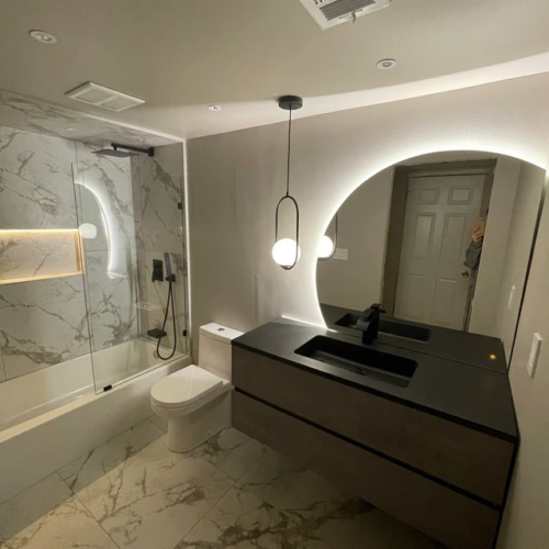 Mi-Mirror Backlit Bathroom Vanity 4/6 Moon Mirror photo review