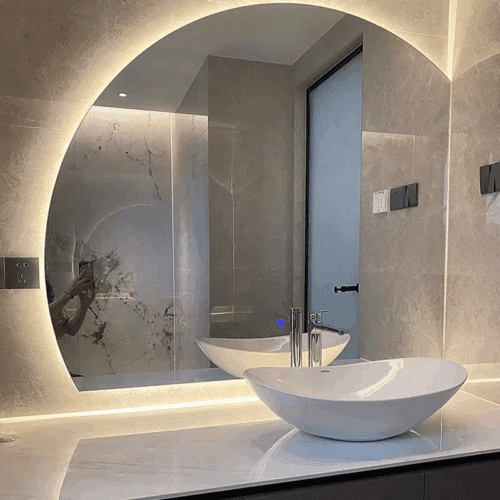 Minimalist Backlit Bathroom Vanity Moon Mirror
