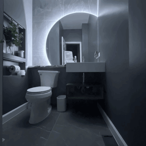 Graceful Backlit Bathroom Vanity Moon Mirror
