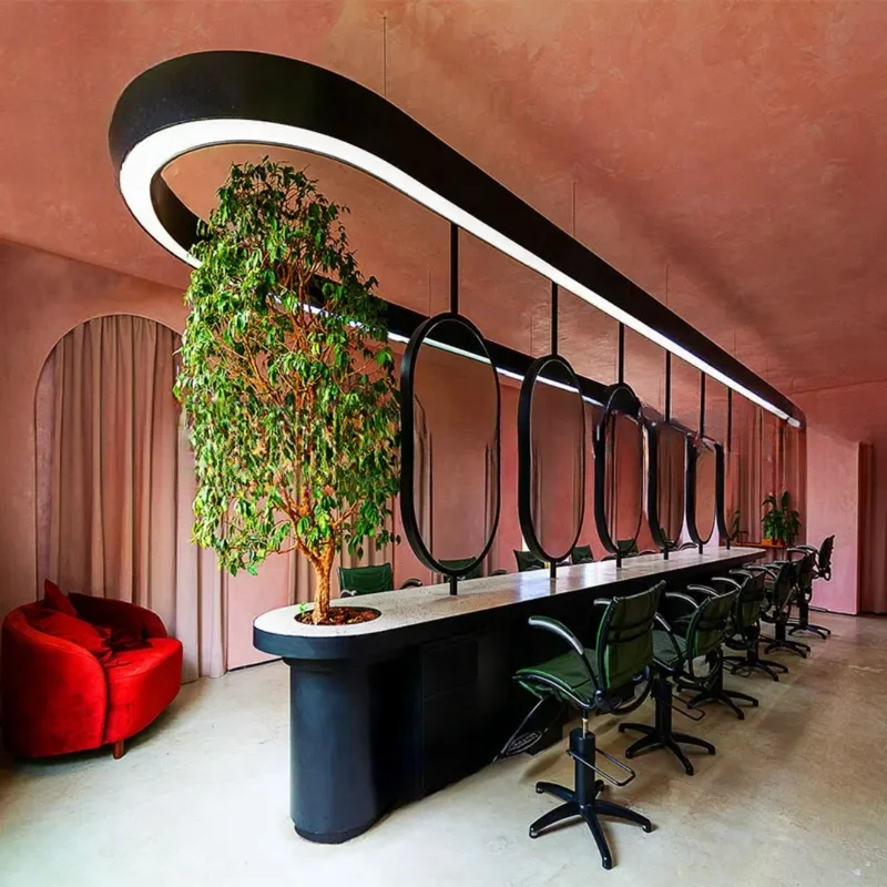 Sleek Double Sided Hanging Oval Salon Mirror