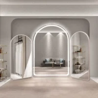 Elegant Arch LED Trifold Full Length Bridal Showroom Mirror