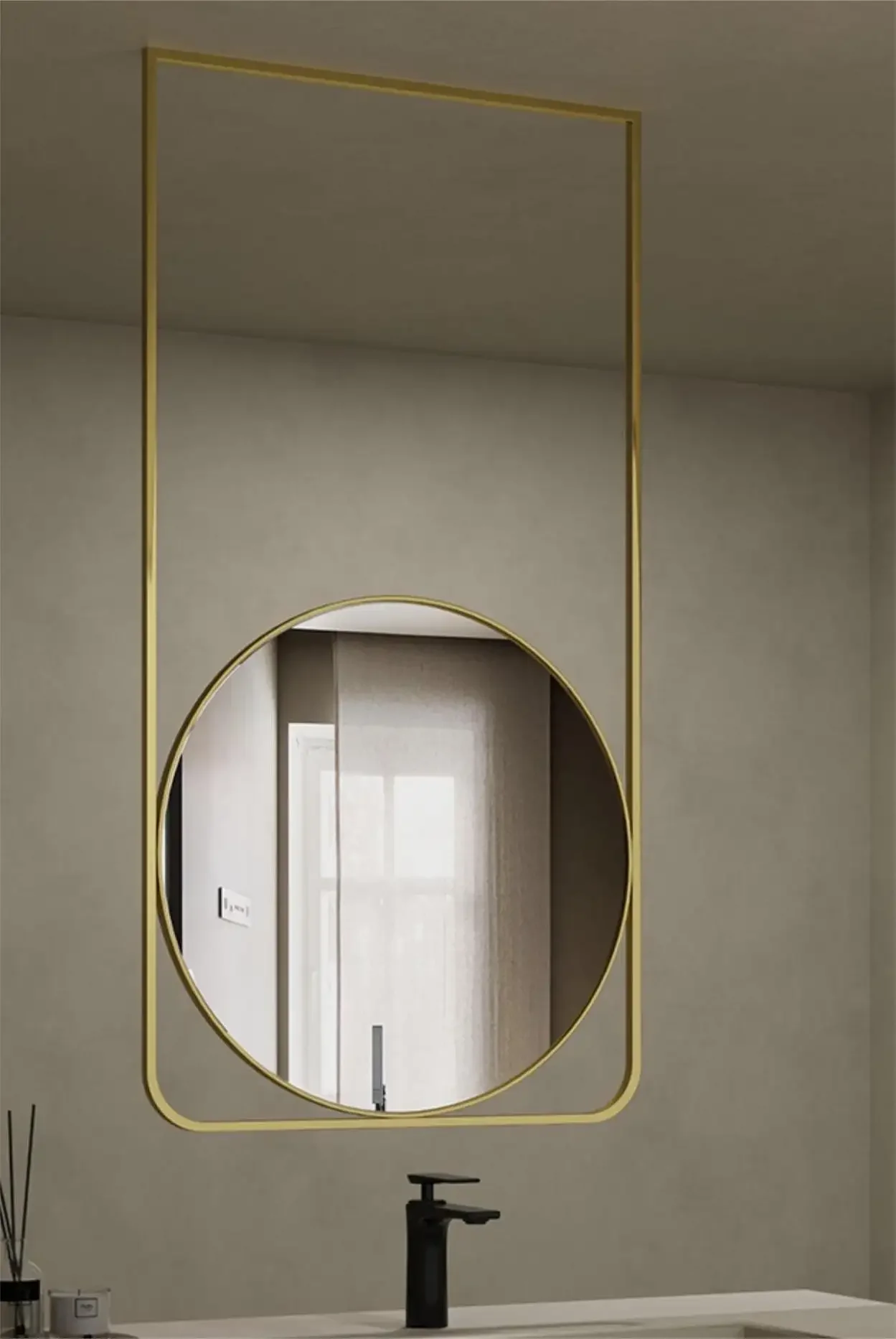 Contemporary Geometric Hanging Mirror