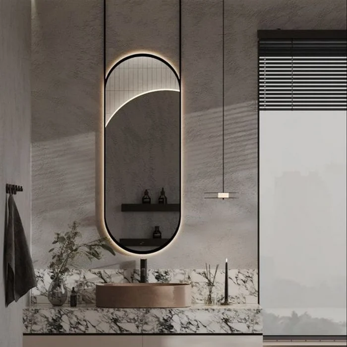 Premium Hanging Arms LED Oval Hair & Beauty Salon Mirror