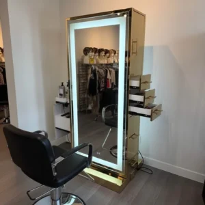 Modern LED Hair & Beauty Salon Mirror with Station