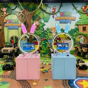 Kids Beauty Barber Salon Bunny Mirror Station