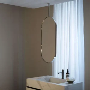 Chrome Frame Oval Hanging Mirror