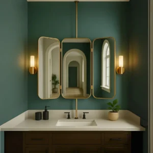 Rectangle Design Trifold Hanging Mirror