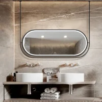 Sleek Horizontal Sunshine Hanging LED Mirror