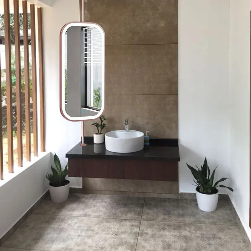 Trending Single Sided Round Angle LED Rectangle Hanging Mirror