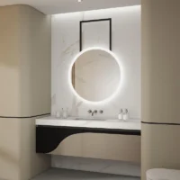 Minimalist Single Sided LED Hanging Round Mirror
