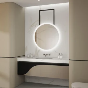 Minimalist Single Sided LED Hanging Round Mirror