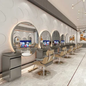 Modern Circle Smart TV Salon Mirror