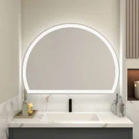White Edge Half-Moon Vanity Mirror