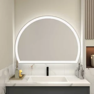 White Edge Half-Moon Vanity Mirror