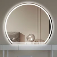 Stylish White Edge Half Moon Vanity Mirror