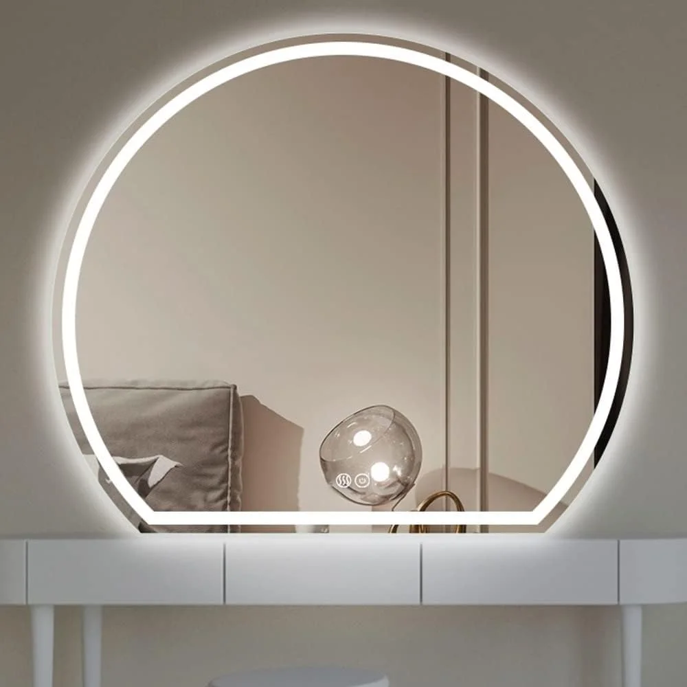 Stylish White Edge Half Moon Vanity Mirror