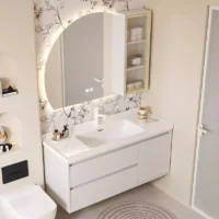 Well-Crafted 4/6 Mirror With Bathroom Cabinet Set