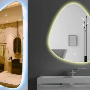 Luxury Backlit Organic Oval & Japandi Organic Nature Mirror - Mi-Mirror Luxury Backlit Organic Oval & Japandi Organic Nature Mirror